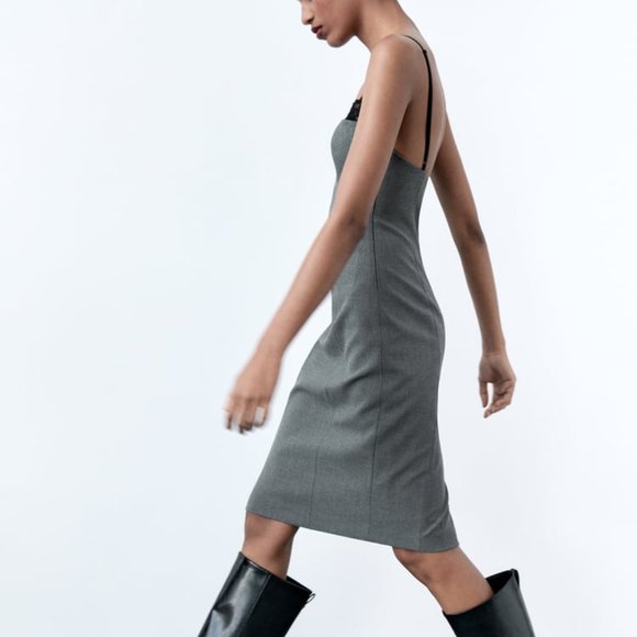 NWT LACE GRAY MNI DRESS - Picture 4 of 9